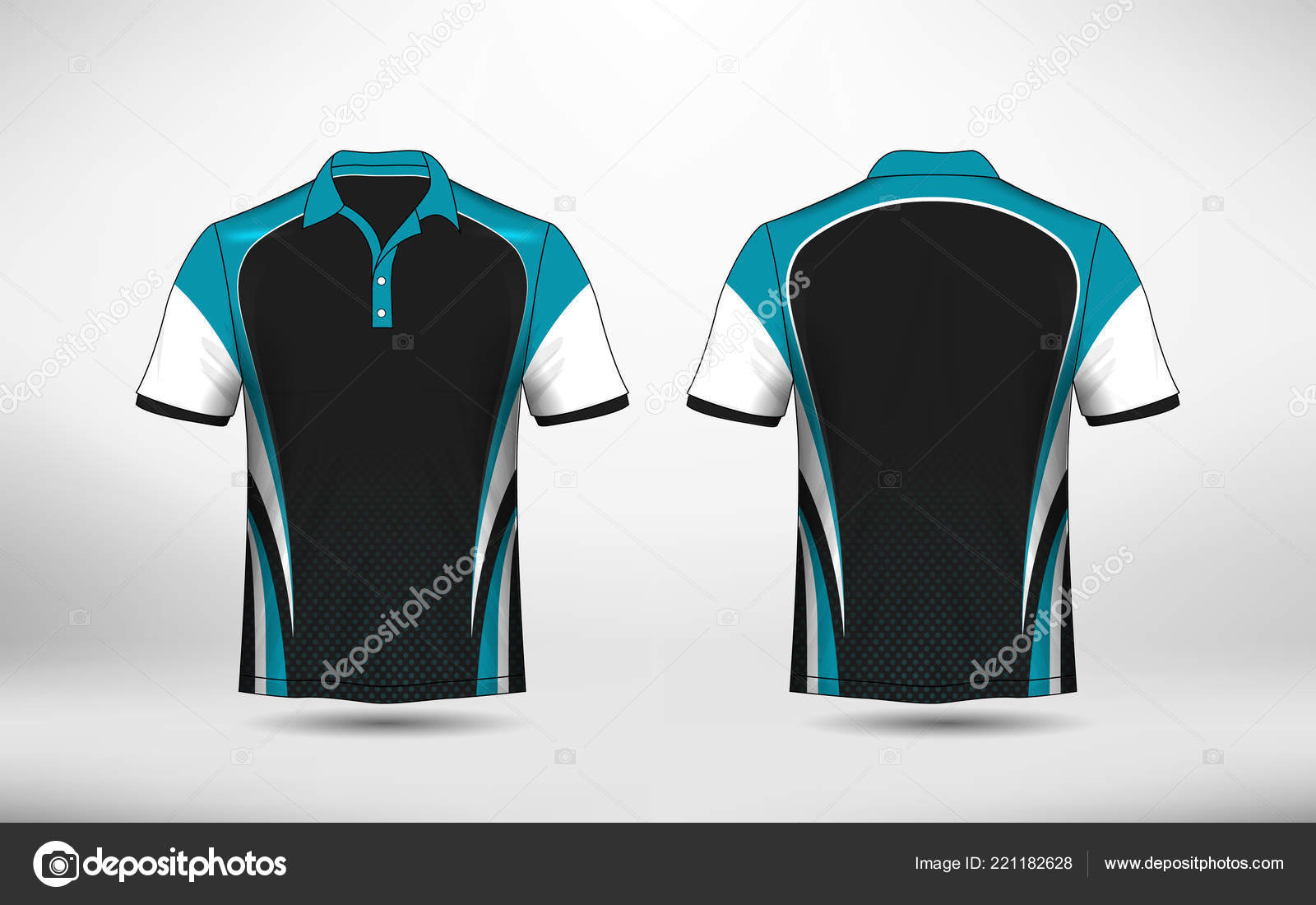 Blue Black White Layout Sport Shirt 