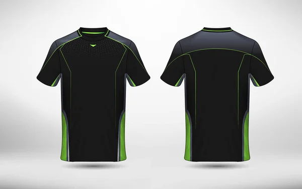 Svarta Och Gröna Sport Shirt Design Layoutmall — Stock vektor