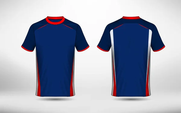 Blauwe Rode Witte Lay Out Sport Shirt Ontwerpsjabloon — Stockvector