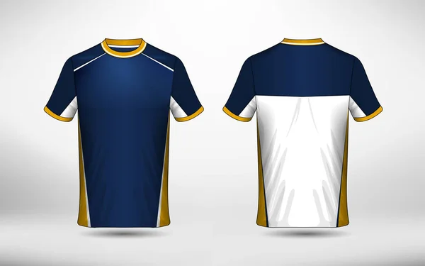 Ontwerpsjabloon Voor Blauw Wit Geel Lay Out Sport Shirt — Stockvector