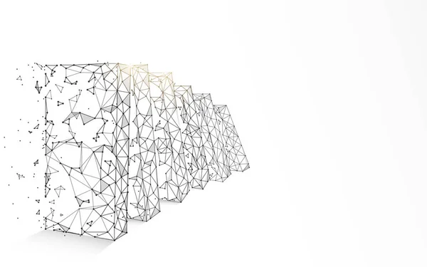 Падіння Доміно Утворює Лінії Трикутники Дизайн Стилю Частинок Вектор Ілюстрації — стоковий вектор