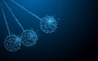 Newton'un beşiği şeklinde çizgiler, üçgenler ve parçacık tarzı tasarım. İllüstrasyon vektör