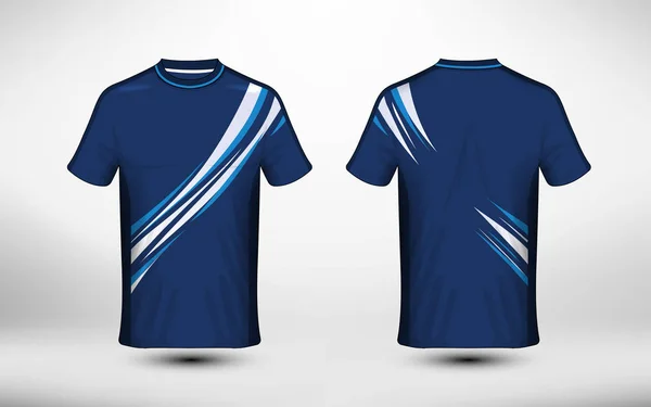 Blau Weißes Layout Sport Shirt Design Vorlage — Stockvektor