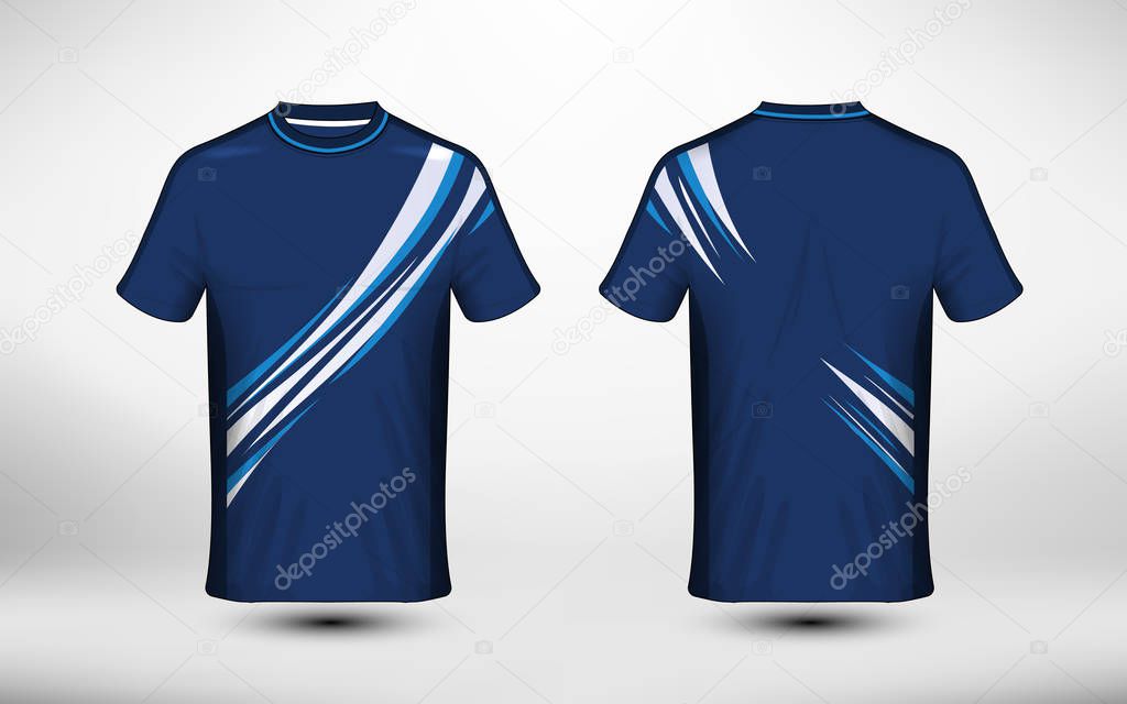 Blue and white layout e-sport t-shirt design template