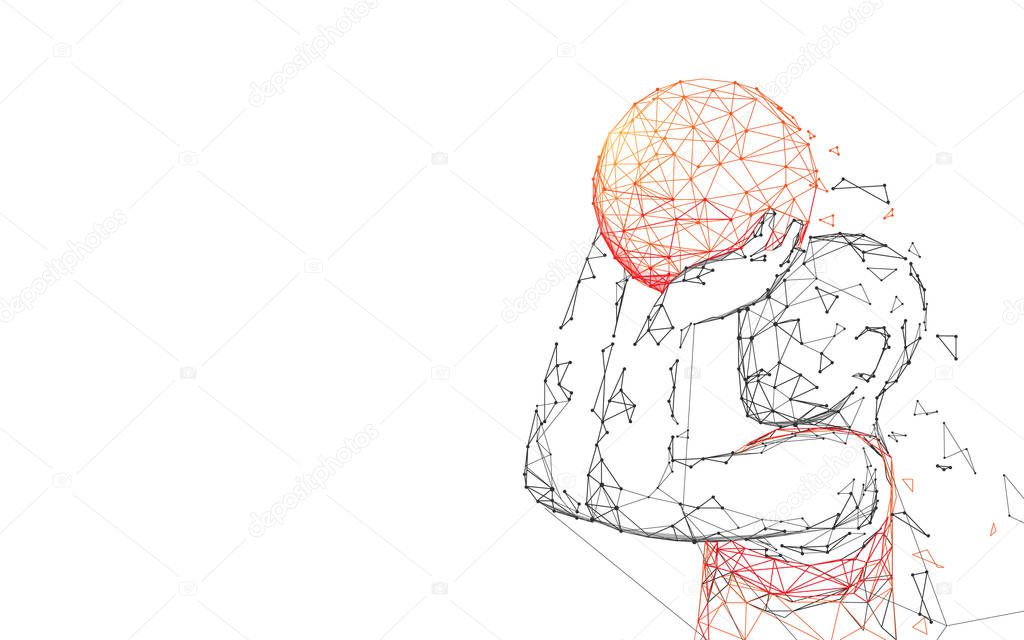 Basketball Player Shooting form lines, triangles and particle style design. Illustration vector