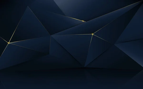 抽象的な多角形のパターンの豪華なダークブルーゴールド — ストックベクタ