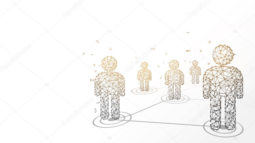 Connecting people form lines, triangles and particle style design. Illustration vector