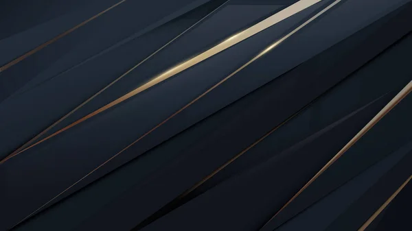 Tecnologia Digital Futurista Geométrica Abstrata Luxo Azul Escuro Fundo Dourado — Vetor de Stock