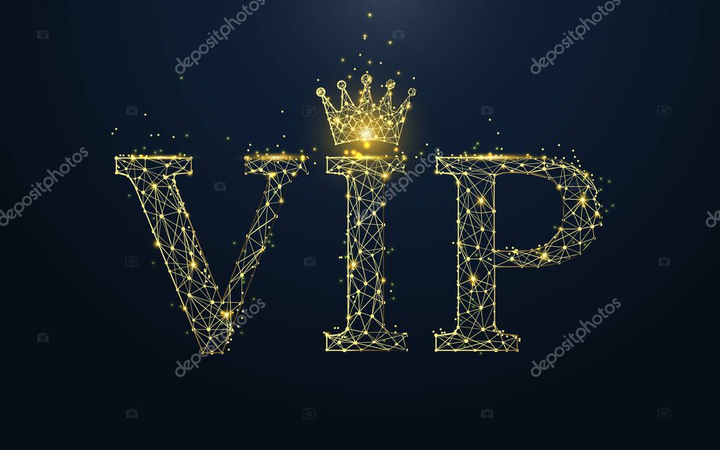 VIP icon from lines, triangles and particle style design. Illustration vector