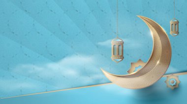 Ramazan Kareem. Altın ay ve öğeleri. Soyut lüks İslam desen arka plan