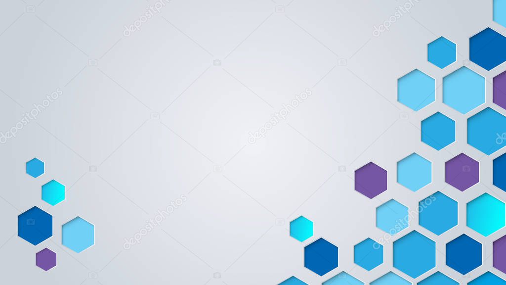 Abstract cutting paper hexagons background