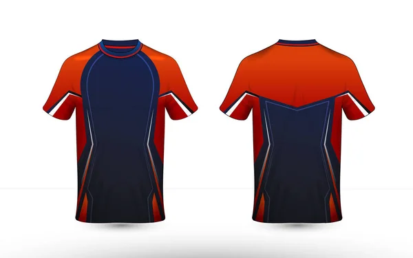 Plantilla de diseño de camiseta e-sport de diseño naranja, azul y blanco — Archivo Imágenes Vectoriales