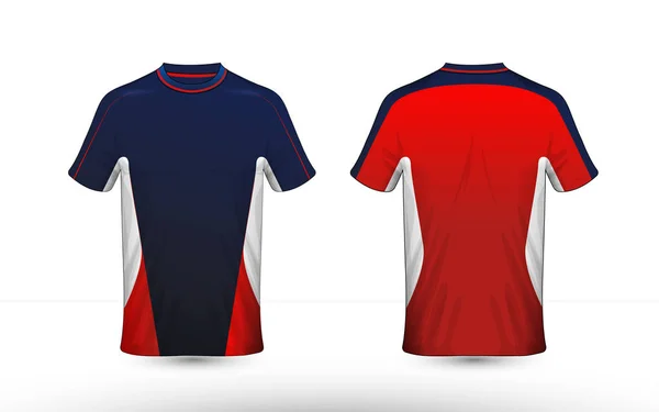 Plantilla de diseño de camiseta e-sport de diseño azul, rojo y blanco — Archivo Imágenes Vectoriales