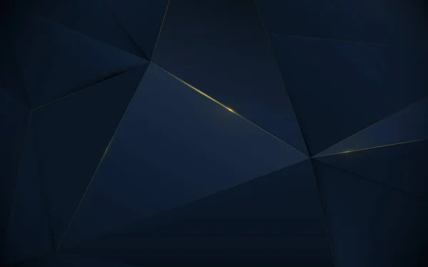 Abstraktní polygonální vzorec luxusní tmavě modré a zlaté pozadí — Stockový vektor