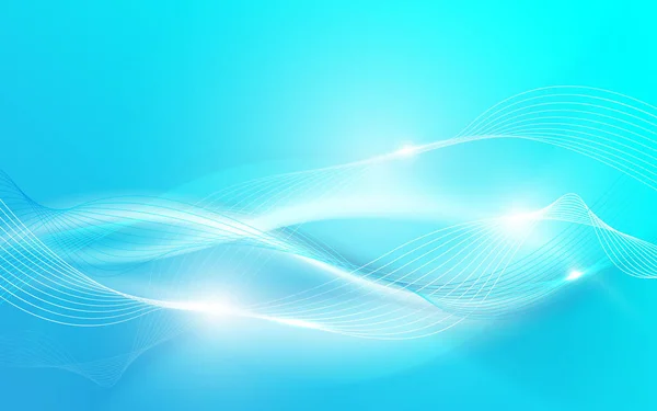 Abstrait ondulé bleu avec lumière floue lignes courbes arrière-plan — Image vectorielle