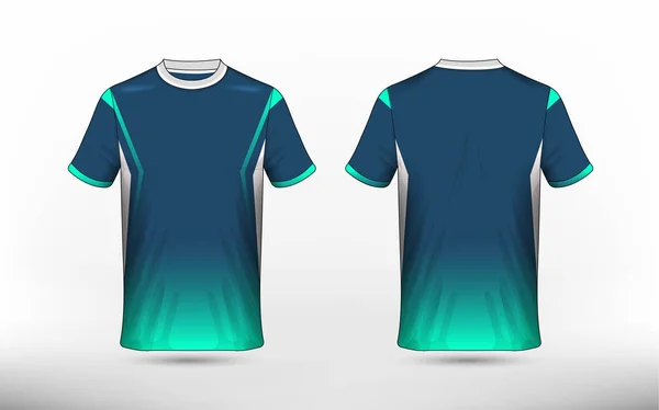 Plantilla de diseño de camiseta e-sport de diseño azul, verde y blanco — Archivo Imágenes Vectoriales