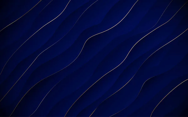 Abstrakter blauer und goldener königlicher Luxus und Wellen Hintergrund. Vektorillustration — Stockvektor