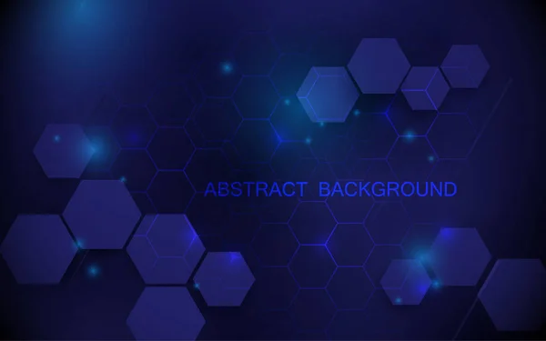 Abstrakte blaue Sechsecke mit digitalem High-Tech-Konzept Hintergrund — Stockvektor