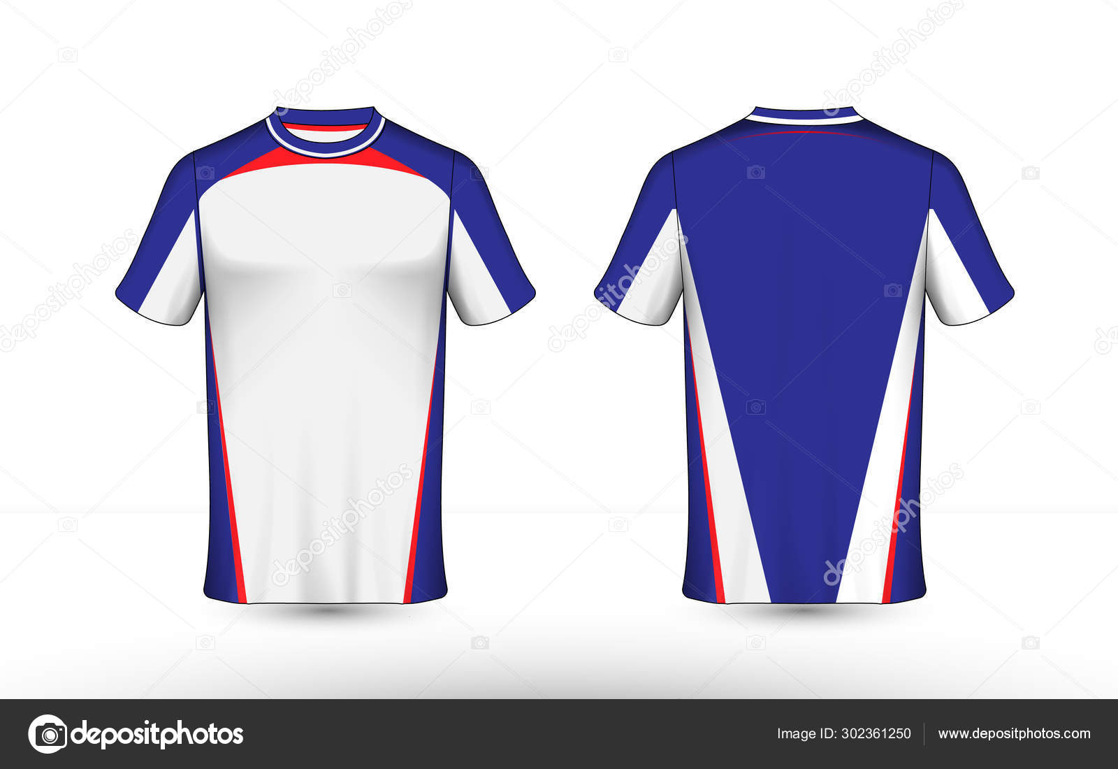 Blue red and white layout e sport t shirt design template Stock