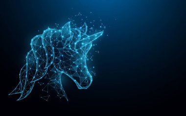 Çizgiler, üçgenler ve parçacık tarzı tasarım dan unicorn. İllüstrasyon vektörü