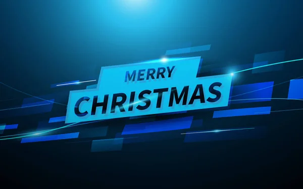 Frohe Weihnachten und ein gutes neues Jahr Postkarte. abstrakte blaue Rechteck-Raute Technologie Hintergrund — Stockvektor