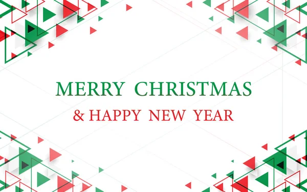 Roter und grüner abstrakter geometrischer Hintergrund Frohe Weihnachten und ein gutes neues Jahr Postkarte — Stockvektor