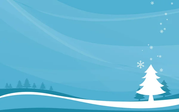 God jul och gott nytt år banner. vinterlandskap och snöflingor, julgranar bakgrund — Stock vektor