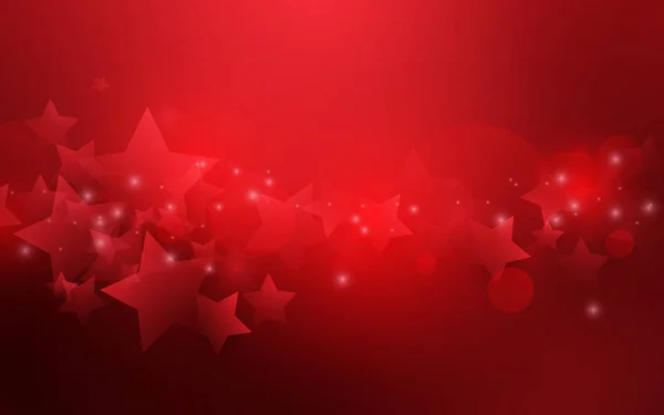 Estrelas abstratas vermelhas formam fundo bokeh. Feliz Natal e feliz banner de Ano Novo — Vetor de Stock