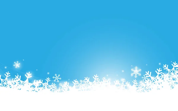 Feliz Navidad y Feliz Año Nuevo. Copos de nieve blancos abstractos y luz brillante sobre fondo azul. Espacio para su diseño — Archivo Imágenes Vectoriales