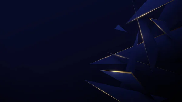 Blaue Und Goldene Low Poly Abstract Technologie Digitaler Hallo Tech — Stockvektor