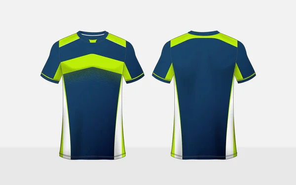 Μπλε Πράσινο Και Λευκό Μοτίβο Διάταξη Sport Shirt Πρότυπο Σχεδιασμού — Διανυσματικό Αρχείο