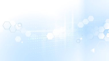 Soyut Hexagons Teknoloji Yüksek Teknolojik Fütürist Dijital Arkaplan. Vektör İllüstrasyonu