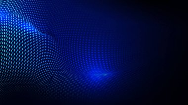 Soyut dinamik parçacık dalgası. Noktaları ve çizgileri birleştiren fütürist teknoloji. Vektör illüstrasyonu