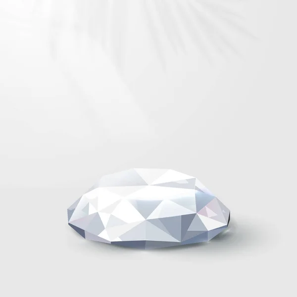 Diamants Blancs Avec Affichage Podium Cercle Réflexion Résumé Contexte Présentation — Image vectorielle