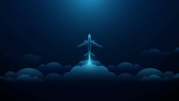 Самолет Взлетает Облачном Небе Концепция Запуска Бизнеса Векторная Иллюстрация — стоковый вектор