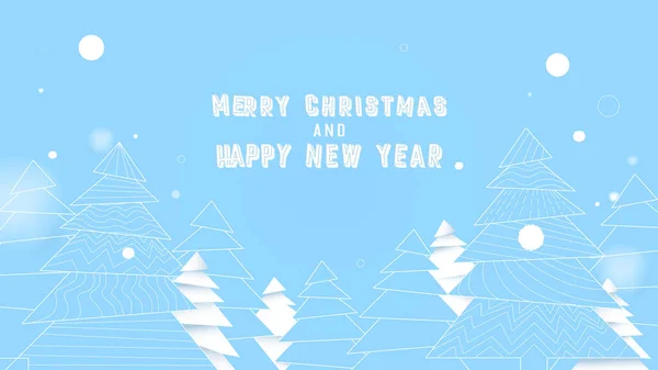 Einfacher Weihnachtsbaum Blauen Und Weißen Farben Frohe Weihnachten Und Neujahr — Stockvektor