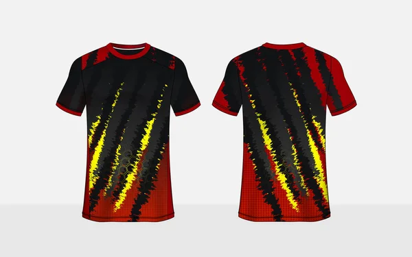 Plantilla Diseño Camiseta Sport Diseño Patrón Negro Rojo Amarillo — Archivo Imágenes Vectoriales