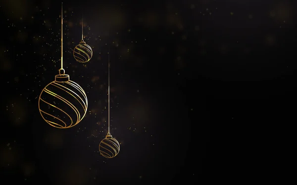 Joyeux Noël Bonne Année Boules Noël Luxe Dorées Avec Effet — Image vectorielle