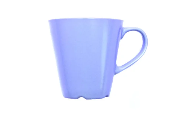 Belle tasse bleue avec poignée isolée sur fond blanc — Photo