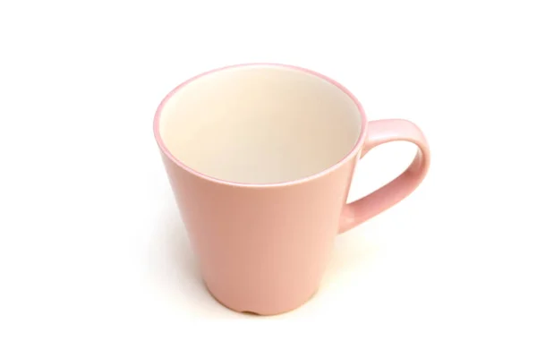 Belle tasse rose avec poignée isolée sur fond blanc — Photo