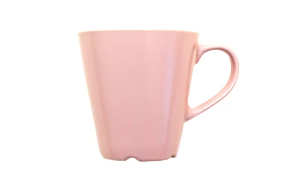 Hermosa taza rosa con mango aislado sobre fondo blanco — Foto de Stock