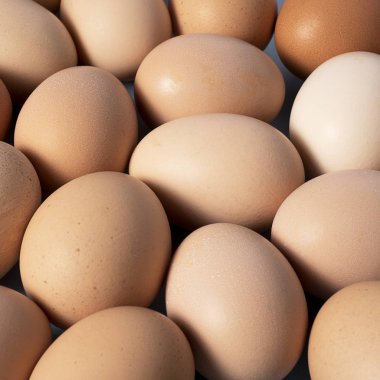 Mavi arka planda kahverengi yumurtaların arka planı