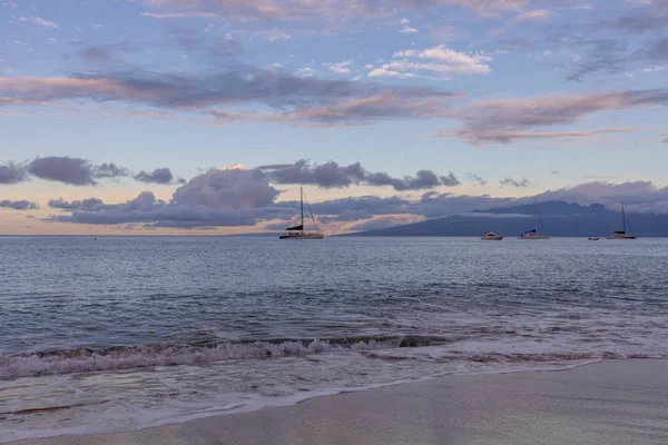 Belo Pôr Sol Longo Praia Kaanapali Ilha Maui — Fotografia de Stock