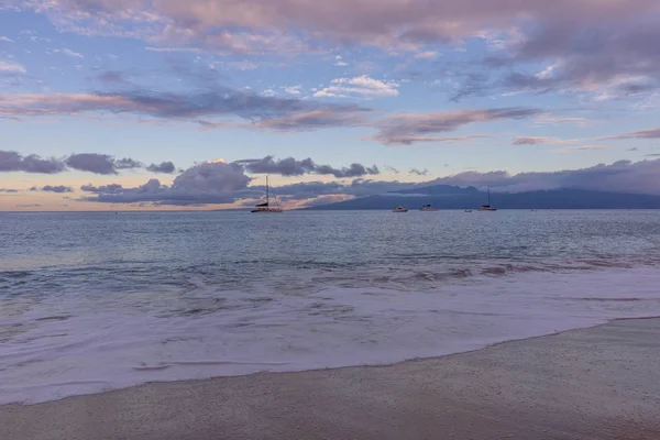 Красивый Закат Вдоль Пляжа Каанапали Острове Мауи — стоковое фото