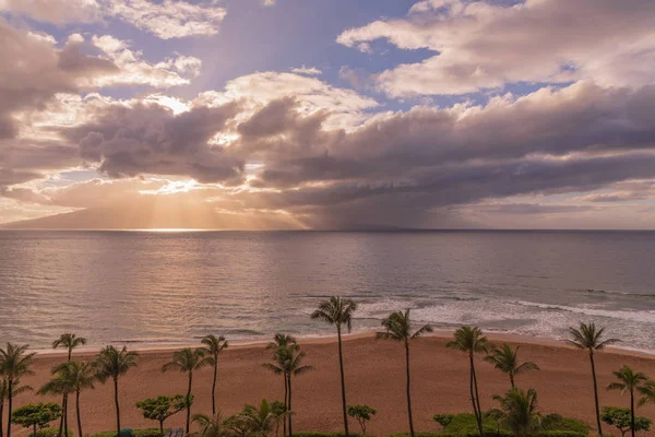 Ein Schöner Sonnenuntergang Kaanapali Strand Auf Der Insel Maui — Stockfoto