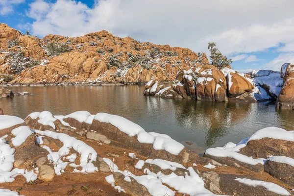 Paesaggio Invernale Panoramico Lago Watson Prescott Arizona — Foto Stock