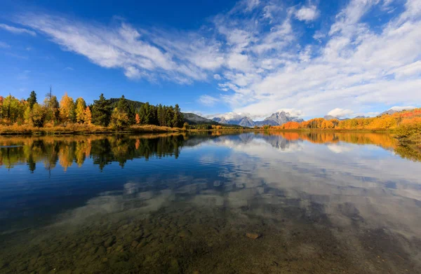 Festői Elmélkedés Táj Őszén Tetons — Stock Fotó