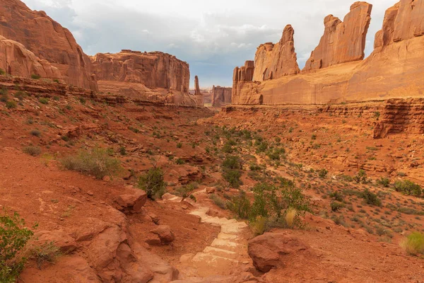 Doğal Park Avenue Manzara Arches National Park Utah — Stok fotoğraf