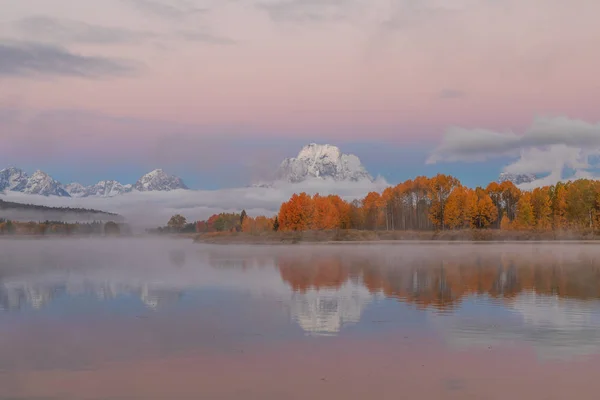 Reflection Scenic Wschód Jesień Tetons — Zdjęcie stockowe