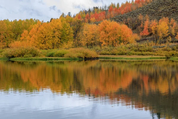 Paesaggio Scenografico Riflesso Nei Teton Autunno — Foto Stock